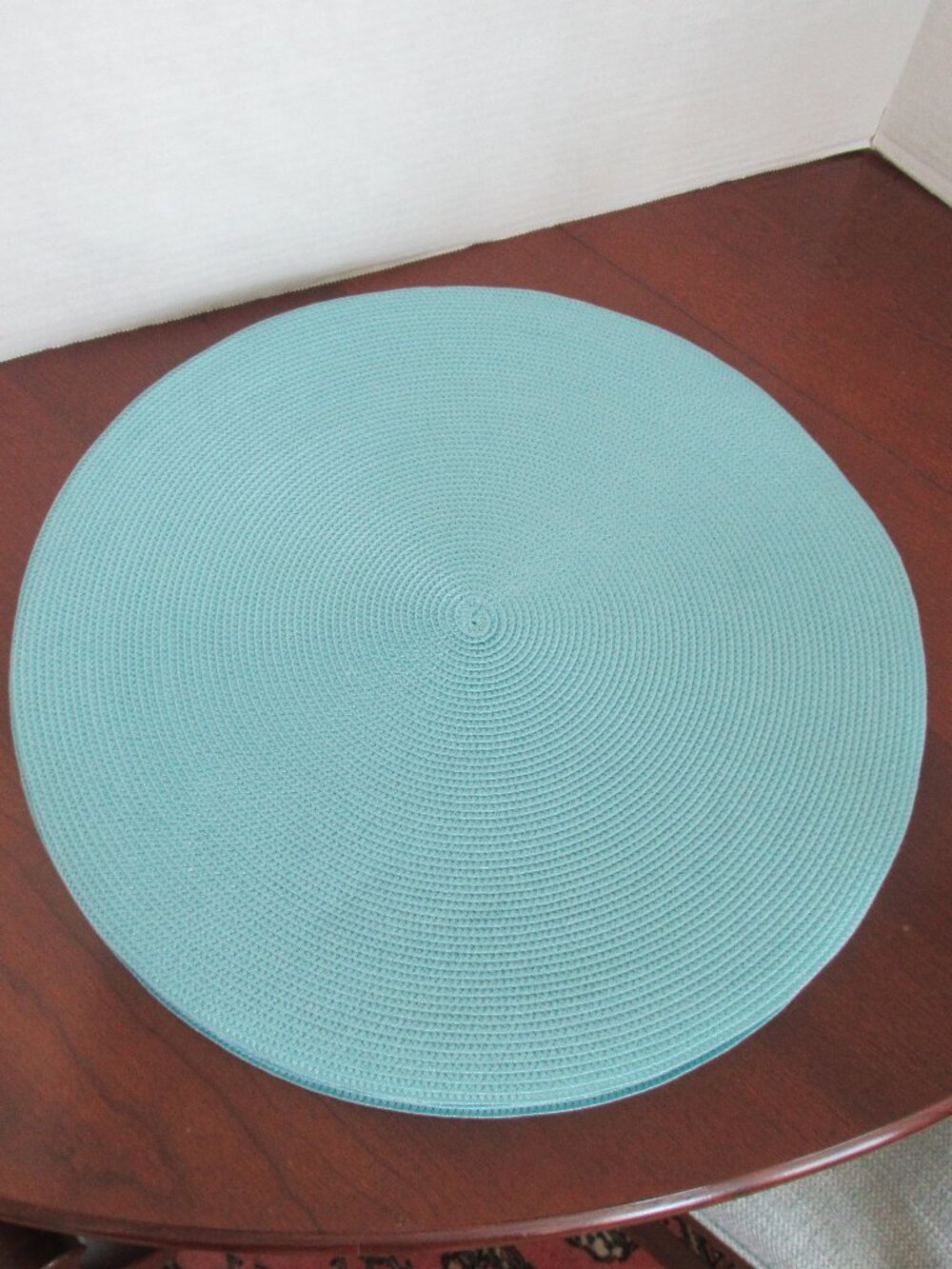 Deborah Rhodes New York Woven Wicker Placemats Set of 8 Round 15" in Blue Color